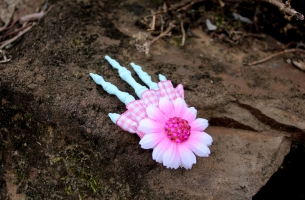 Skelehand Hair Clip - Frost Blue - Sparkly Flower