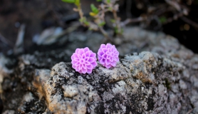 Dahlia Stud Earrings - Purple