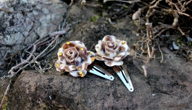 Rose Hair Clips - Leopard Print