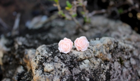 Rose Stud Earrings - Cream