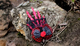 Skelehand Hair Clip - Devil Red - Polka Dot Bow