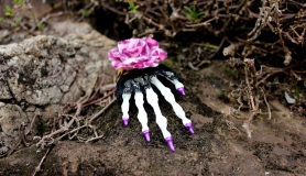 Skelehand Hair Clip - Purple Tip - Purple Nail Polish